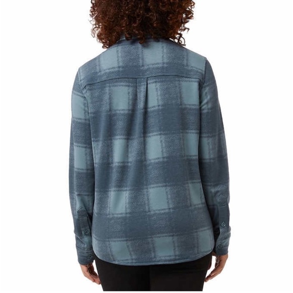 32 Degrees Ladies' Cozy Knit Button-Up Shirt Goblin Blue Size Small - Picture 3 of 11